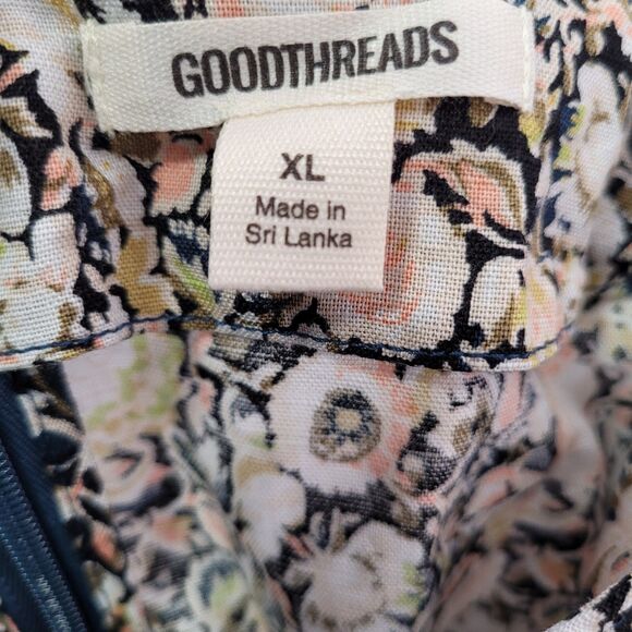 GOODTHREADS Relaxed-Fit Floral Linen Flutter Sleeve Peasant Dress Size X-Large - Picture 8 of 14